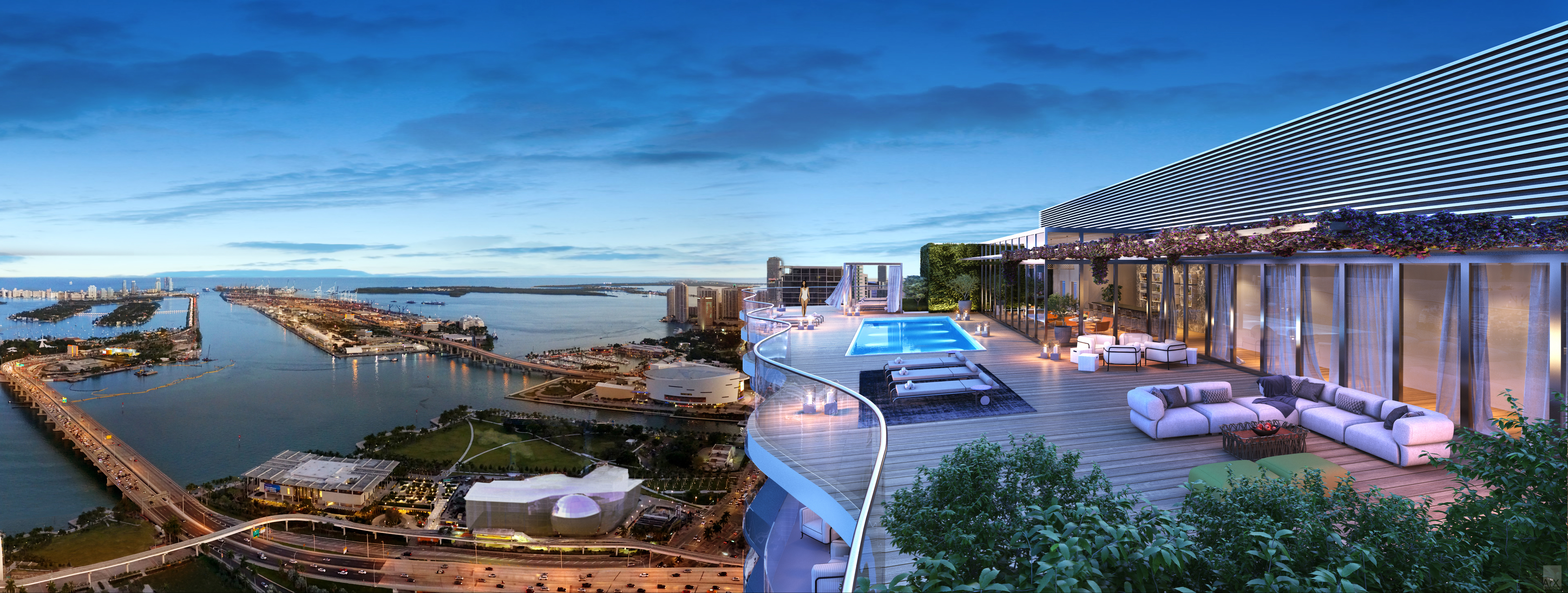 Rooftop pool and amenities